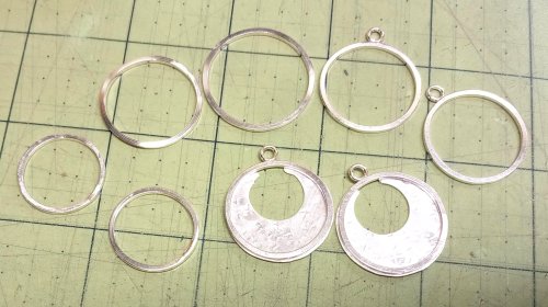 Judy Larson's Disc Cutter Earrings Remodel - , Metalwork, Cutting, Cutting Tool, Cutters, Filing, Finishing, Butane Torch, Soldering, Solder, Check through your scrap box